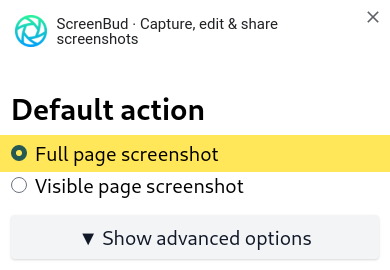 Set full page as default action